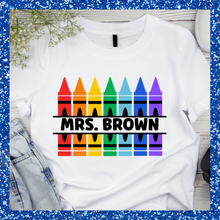 Load image into Gallery viewer, Crayon Monogram Teacher Tee
