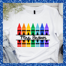 Load image into Gallery viewer, Crayon Monogram Teacher Tee
