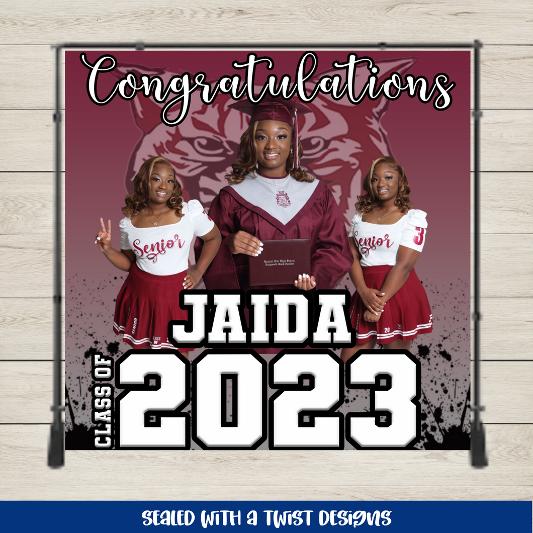 Custom Graduation Vinyl Backdrop – Sealed With A Twist Designs